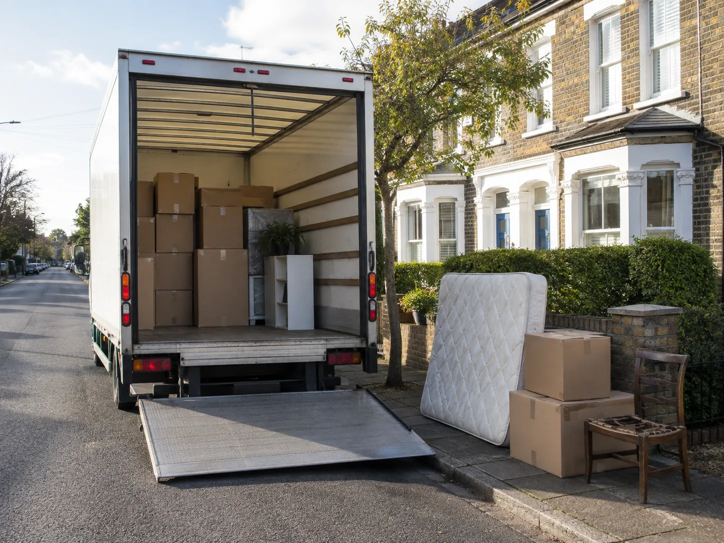 Van being loaded with bagged household waste